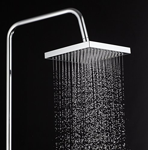 DP Grifería RY-S002 Azabache - Set de ducha cuadrado sin grifo, acero inoxidable, plateado, altura de 98 cm