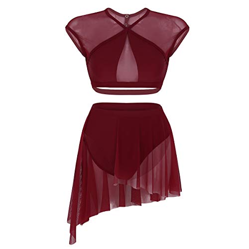 dPois 2 Piezas Traje de Danza Lírica Contemporánea para Mujer Chica Vestido Elegante de Ballet Baile Moderno Conjunto Criss Cross Crop Top + Falda Corta Irregular Fiesta Actuación Rojo M dPois 2 Piezas Traje de Danza Lírica Contemporánea para Mujer Chica Vestido Elegante de Ballet Baile Moderno Conjunto Criss Cross Crop Top + Falda Corta Irregular Fiesta Actuación Rojo M