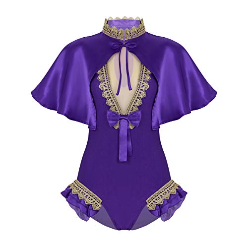 dPois Disfraz de Trapecista Mujer Disfraz de Circo Capa Corta Maillot de Danza sin Mangas Traje de Baile Fiesta Halloween Drama Morado Large dPois Disfraz de Trapecista Mujer Disfraz de Circo Capa Corta Maillot de Danza sin Mangas Traje de Baile Fiesta Halloween Drama Morado Large