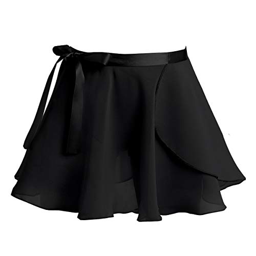 dPois Falda Cruzada para Ballet Niña Falda de Abrigo de Danza Baile Falda de Gasa con Lazo de Cintura Skate Wrap para Maillot Leotardo para Niñas Chicas Negro 12-16 años dPois Falda Cruzada para Ballet Niña Falda de Abrigo de Danza Baile Falda de Gasa con Lazo de Cintura Skate Wrap para Maillot Leotardo para Niñas Chicas Negro 12-16 años