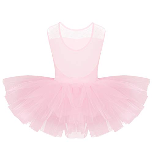 dPois Maillot de Ballet Niña Tutú Vestido con Braga Interior Traje de Baile Leotardo con Falda Malla Lunares Gimnasia Disfraz Bailarina Fiesta Carnaval 4 a 12 Años Rosa A 6 años