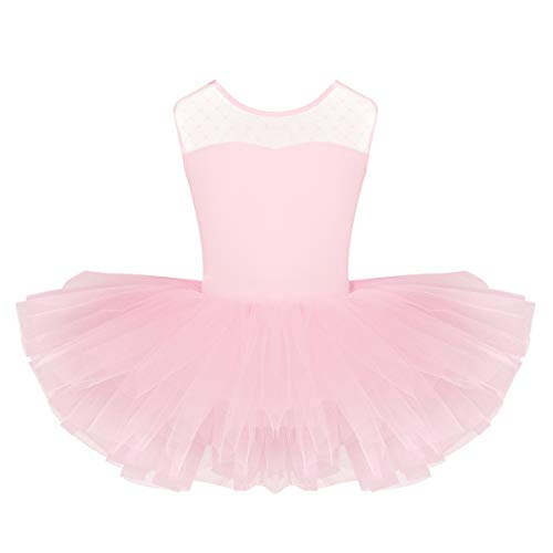 dPois Maillot de Ballet Niña Tutú Vestido con Braga Interior Traje de Baile Leotardo con Falda Malla Lunares Gimnasia Disfraz Bailarina Fiesta Carnaval 4 a 12 Años Rosa A 6 años