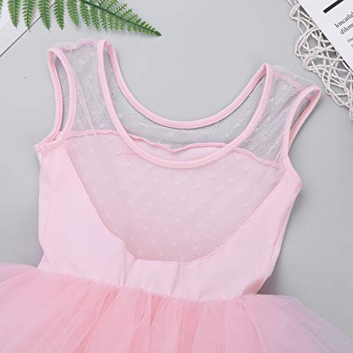 dPois Maillot de Ballet Niña Tutú Vestido con Braga Interior Traje de Baile Leotardo con Falda Malla Lunares Gimnasia Disfraz Bailarina Fiesta Carnaval 4 a 12 Años Rosa A 8 años