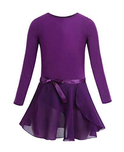 dPois Maillot Niña Ballet Gimnasia Danza Leotardo Manga Larga 2PC Disfraz Bailarina Tutú Falda Envolvente Gasa Traje de Ballet Equipamiento Básico para Niña Chica Morado 7-8 años dPois Maillot Niña Ballet Gimnasia Danza Leotardo Manga Larga 2PC Disfraz Bailarina Tutú Falda Envolvente Gasa Traje de Ballet Equipamiento Básico para Niña Chica Morado 7-8 años