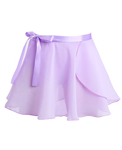 dPois Maillot Niña Ballet Gimnasia Danza Leotardo Manga Larga 2PC Disfraz Bailarina Tutú Falda Envolvente Gasa Traje de Ballet Equipamiento Básico para Niña Chica Lavanda 5-6 años