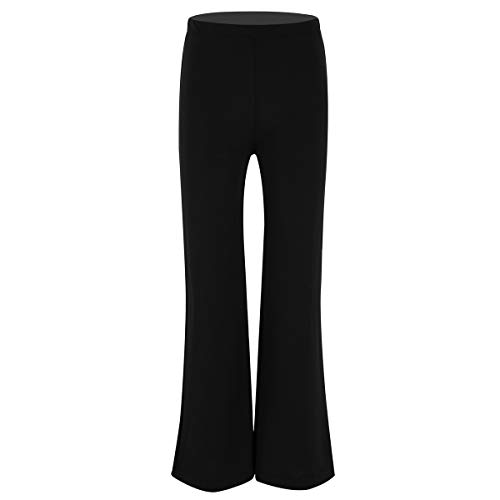 dPois Pantalones de Jazz Danza para Niño Pantalón de Jazz Pantalon Largo Deportivo Elástico Pantalón de Ejercicio Baile Moderno Pantalones Deportivos Trajes para Jazz Baile Negro 12 Años