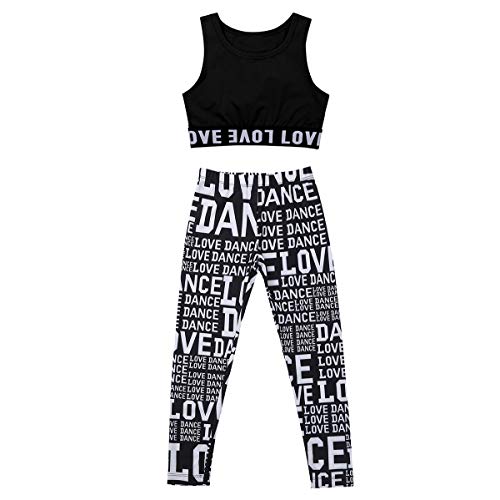 dPois Ropa Deportiva para Niñas Tank Top y Leggins Estampados Conjunto de Deporte Chaleco Pantalones Largos Running Fitness Yoga Negro 150 dPois Ropa Deportiva para Niñas Tank Top y Leggins Estampados Conjunto de Deporte Chaleco Pantalones Largos Running Fitness Yoga Negro 150