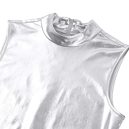 dPois Vestido de Patinaje Artístico de Cuero Brillante Metalizado Maillot Ballet sin Manga Mujer Leotardo con Falda Gimnasia Sexy Traje de Danza Fiesta Invierno Cuello Alto Atractivo Plateado Small dPois Vestido de Patinaje Artístico de Cuero Brillante Metalizado Maillot Ballet sin Manga Mujer Leotardo con Falda Gimnasia Sexy Traje de Danza Fiesta Invierno Cuello Alto Atractivo Plateado Small