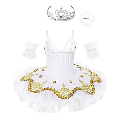 dPois Vestido Maillot de Ballet Danza para Niña Tutú Ballet Princesa Vestido Lentejuelas Brillantes + Guantes + Clip Vestido de Patinaje Artistico Disfraz Traje Bailarina Blanco B 5-6 años dPois Vestido Maillot de Ballet Danza para Niña Tutú Ballet Princesa Vestido Lentejuelas Brillantes + Guantes + Clip Vestido de Patinaje Artistico Disfraz Traje Bailarina Blanco B 5-6 años
