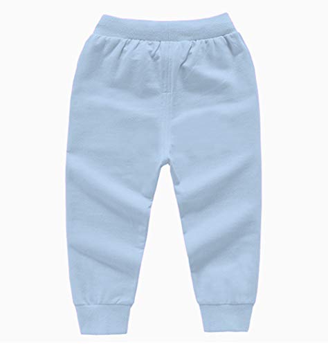 DQCUTE Pantalones Deportivos para Niños Niñas Pantalón Largos Elástico Cintura Pantalones de Chándal Joggers Algodón para Bebé Azul Claro 2-3 Años