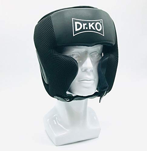 Dr. KO Casco Protector para Boxeo, Kickboxing y Muay Thai, con protección para pómulo (Negro, L)