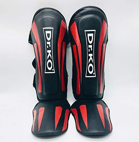 Dr. K.O. Espinilleras para Kick Boxing, MMA o Muay Thai (Negro/Rojo, S) Dr. K.O. Espinilleras para Kick Boxing, MMA o Muay Thai (Negro/Rojo, S)