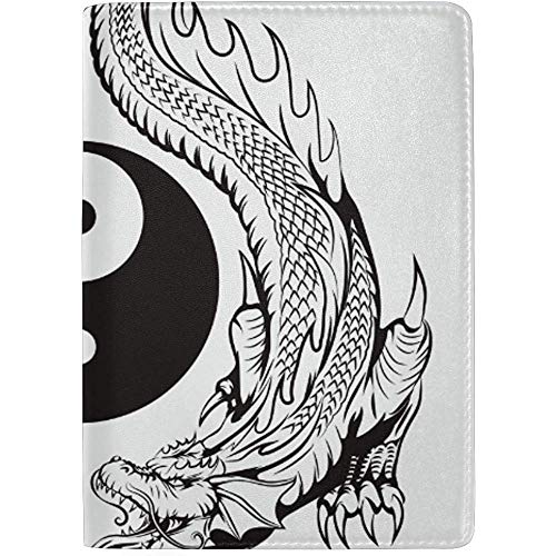 Dragon and Tiger Battle Funda de Cuero portátil para Pasaporte Funda para Equipaje de Viaje Un Bolsillo