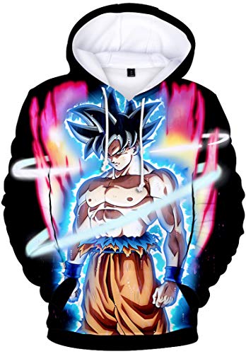 Dragon Ball Sudadera Hombre con Capucha 3D Impresión Hoodie con Dibujos Manga Larga(XS,Músculo)