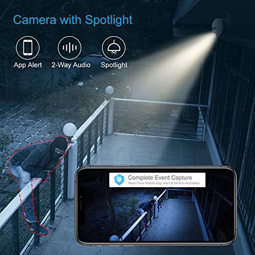 Dragon Touch OD10 Cámara IP de Vigilancia Exterior WiFi 1080P HD PTZ con Visión Nocturna, Audio Bidireccional, Detección de Movimiento, Resistente al Agua, Compatible con Alexa y Google Home Dragon Touch OD10 Cámara IP de Vigilancia Exterior WiFi 1080P HD PTZ con Visión Nocturna, Audio Bidireccional, Detección de Movimiento, Resistente al Agua, Compatible con Alexa y Google Home