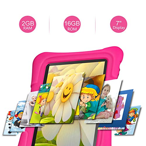 Dragon Touch Tablet para Niños con WiFi Bluetooth 7 Pulgadas 1024x600 Tablet Infantil de Android 9.0 Quad Core 2GB 16GB Doble Cámara Kid-Proof Funda Tablet Niños Educativo Y88X Pro Rosa