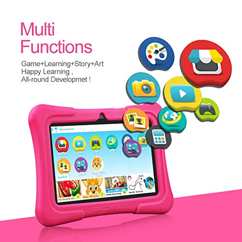 Dragon Touch Tablet para Niños con WiFi Bluetooth 7 Pulgadas 1024x600 Tablet Infantil de Android 9.0 Quad Core 2GB 16GB Doble Cámara Kid-Proof Funda Tablet Niños Educativo Y88X Pro Rosa