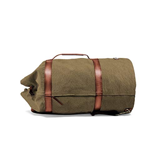 DRAKENSBERG Duffel Bag - Petate Marinero y Mochila de Viaje, Grande, de diseño Naval Vintage, Hecha a Mano, 60 L, Lona y Cuero, Verde Oliva, DR00125