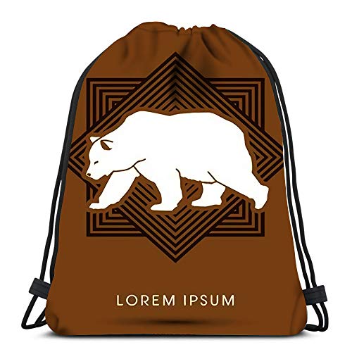 Drawstring Backpack Bags Sports Cinch Big Bear Side View Walking On Line Square String Backpack Bulk Storage Bags For School Gym