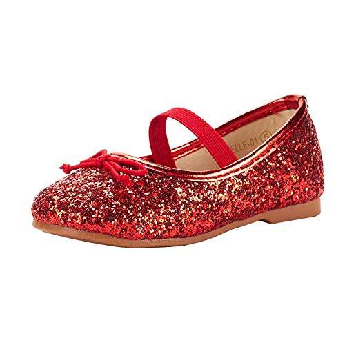 DREAM PAIRS BELLE-01 Mary Jane Bailarina Zapatos Ballet Planos Vestir para Niña Rojo 21 EU/5 US Toddler