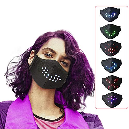 DreamedU Orejeras Negras Reutilizables LED Activada por Voz, Bufanta Luminosa Recargable USB | Imita Labios Hablando (1PC con 10 filtros, Normal) DreamedU Orejeras Negras Reutilizables LED Activada por Voz, Bufanta Luminosa Recargable USB | Imita Labios Hablando (1PC con 10 filtros, Normal)