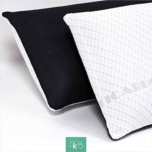 Dreaming Kamahaus Almohada viscoelástica Carbono Activo 90cm | Núcleo indeformable | Hilo de Plata | Microperforada | Antiestrés | Funda con 2 Caras Invierno/Verano |