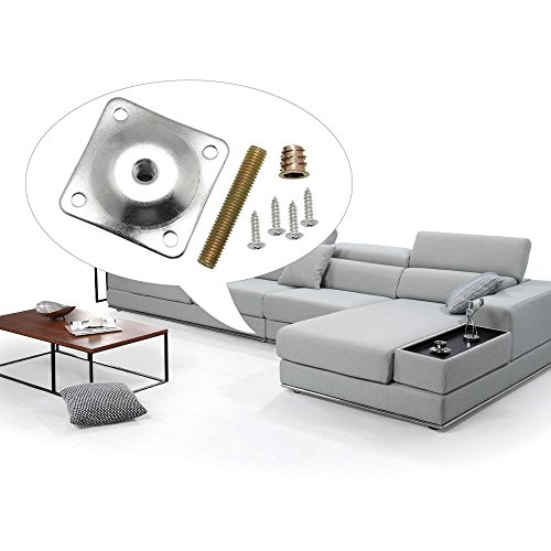 Dreamtop - Lot de 4 plaques de montage de pieds de meubles - Avec boulons de suspension et vis - Pour meubles, fauteuil, canapé, sièges Dreamtop - Lot de 4 plaques de montage de pieds de meubles - Avec boulons de suspension et vis - Pour meubles, fauteuil, canapé, sièges