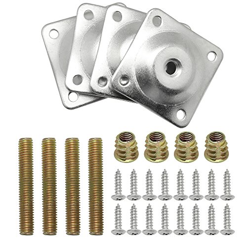 Dreamtop - Lot de 4 plaques de montage de pieds de meubles - Avec boulons de suspension et vis - Pour meubles, fauteuil, canapé, sièges Dreamtop - Lot de 4 plaques de montage de pieds de meubles - Avec boulons de suspension et vis - Pour meubles, fauteuil, canapé, sièges