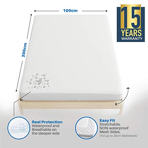 Dreamzie - Protector de Colchón 100 x 200 cm Impermeable - Tela 100% Algodón Oeko Tex - Cubre Colchón Hipoalergénico, Anti-Bacteriano, Anti-Acaros - Elásticos de hasta 28cm - Made in EU Dreamzie - Protector de Colchón 100 x 200 cm Impermeable - Tela 100% Algodón Oeko Tex - Cubre Colchón Hipoalergénico, Anti-Bacteriano, Anti-Acaros - Elásticos de hasta 28cm - Made in EU