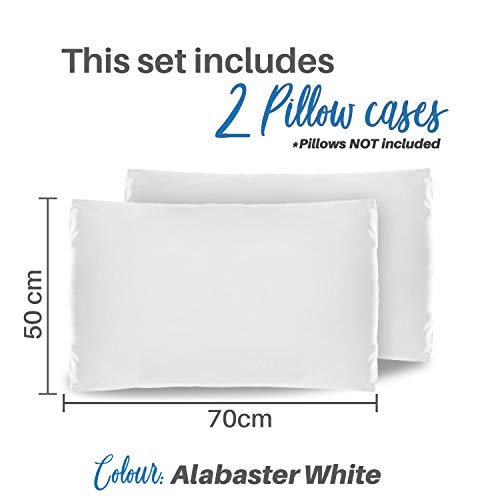 Dreamzie - Set de 2 x Funda de Almohada 50x70 cm, Blanco Alabastro, Microfibra (100% Poliéster) - Fundas de Almohadas Hipoalergénica - Fundas de Cojines de Calidad con una Suavidad Incomparable