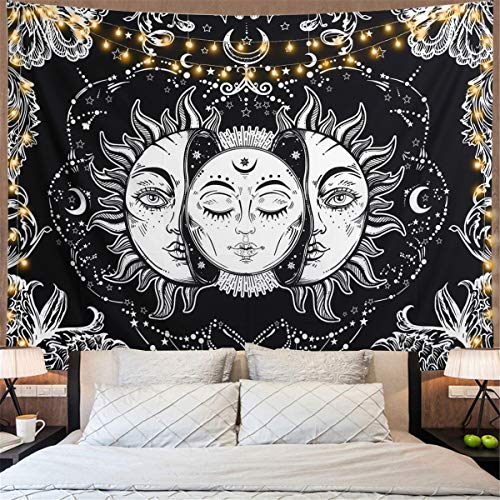 Dremisland Tapiz de Pared Indio Hippie Bohemio Mandala psicodélico Colgar en la Pared Lanzar Luna y Sol Tapices Blanco Negro para Sala de Estar Dormitorio decoración(Luna y Sol, M / 130 X 150 cm) Dremisland Tapiz de Pared Indio Hippie Bohemio Mandala psicodélico Colgar en la Pared Lanzar Luna y Sol Tapices Blanco Negro para Sala de Estar Dormitorio decoración(Luna y Sol, M / 130 X 150 cm)