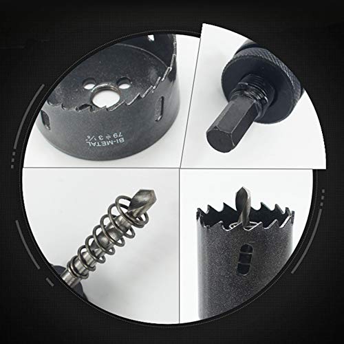 Dreneco Sierra de Orificio de Bi-Metal Negro Ø 48mm, Sierras Perforadoras, Herramienta de Corte de Abridor de Agujero Para Madera Aluminio Hoja de Hierro Tubo Plástico Dreneco Sierra de Orificio de Bi-Metal Negro Ø 48mm, Sierras Perforadoras, Herramienta de Corte de Abridor de Agujero Para Madera Aluminio Hoja de Hierro Tubo Plástico