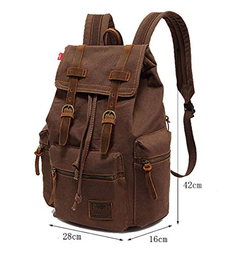 Dreneco Unisex Casual Mochila de Cuero Vintage Mochila de Lona Mochila de Senderismo Mochila de Viaje Mochila Grande al Aire Libre Dreneco Unisex Casual Mochila de Cuero Vintage Mochila de Lona Mochila de Senderismo Mochila de Viaje Mochila Grande al Aire Libre