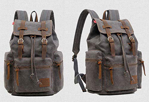 Dreneco Unisex Casual Mochila de Cuero Vintage Mochila de Lona Mochila de Senderismo Mochila de Viaje Mochila Grande al Aire Libre Dreneco Unisex Casual Mochila de Cuero Vintage Mochila de Lona Mochila de Senderismo Mochila de Viaje Mochila Grande al Aire Libre