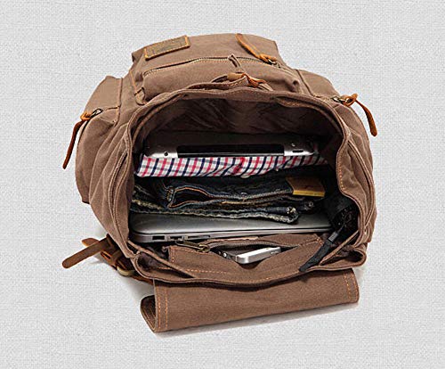 Dreneco Unisex Casual Mochila de Cuero Vintage Mochila de Lona Mochila de Senderismo Mochila de Viaje Mochila Grande al Aire Libre Dreneco Unisex Casual Mochila de Cuero Vintage Mochila de Lona Mochila de Senderismo Mochila de Viaje Mochila Grande al Aire Libre