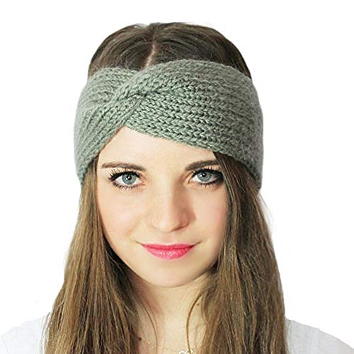 DRESHOW 4 Piezas Crochet Arco Turbante Knit Diadema Mujer Invierno Vendas Elasticas Anchas Tejida Lana Cintas Para El Pelo Banda de pelo más cálido