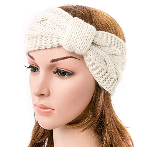 DRESHOW 4 Piezas Crochet Arco Turbante Knit Diadema Mujer Invierno Vendas Elasticas Anchas Tejida Lana Cintas Para El Pelo Banda de pelo más cálido