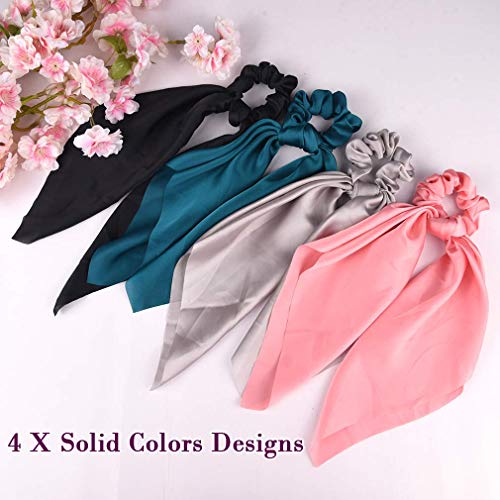 DRESHOW 6 PCS Scrunchies de pelo Bandas de Pelo de Seda Elástica de Satén Ponytail Holder Scrunchy Ties Accesorios de época para Mujeres Niñas