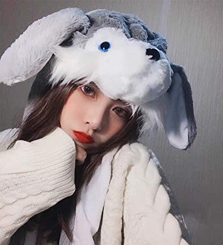 dressfan Felpa Animal Oreja Sombrero Juguete Regalo Regalo De Cumpleaños con Orejas Móviles Presiona La Gorra Animal Hará Que La Oreja Se Mueva Chicas Chico Mujer Cosplay (S-Gris, Una Talla)