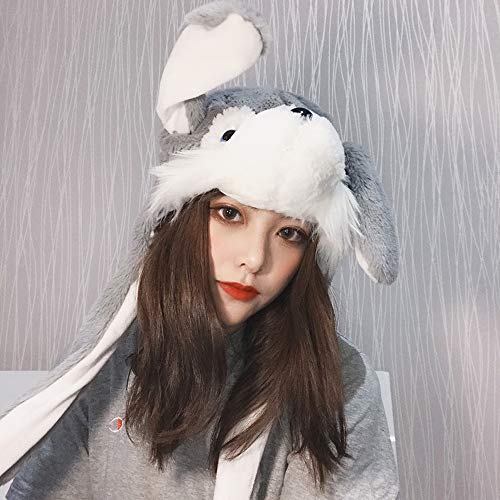 dressfan Felpa Animal Oreja Sombrero Juguete Regalo Regalo De Cumpleaños con Orejas Móviles Presiona La Gorra Animal Hará Que La Oreja Se Mueva Chicas Chico Mujer Cosplay (S-Gris, Una Talla)