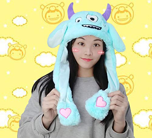 dressfan Felpa Animal Oreja Sombrero Juguete Regalo Regalo De Cumpleaños con Orejas Móviles Presiona La Gorra Animal Hará Que La Oreja Se Mueva Chicas Chico Mujer Cosplay (N-Azul, Una Talla)