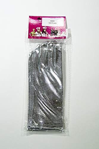 dressmeup - K0802G-SILVER Guantes Mujeres Hombres Carnaval Halloween Look metálico Brillante Plateado Robot Scifi