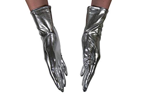 dressmeup - K0802G-SILVER Guantes Mujeres Hombres Carnaval Halloween Look metálico Brillante Plateado Robot Scifi dressmeup - K0802G-SILVER Guantes Mujeres Hombres Carnaval Halloween Look metálico Brillante Plateado Robot Scifi
