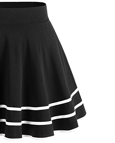 DRESSTELLS Falda Mujer Mini Corto Elástica Plisada Básica Multifuncional Black-White M