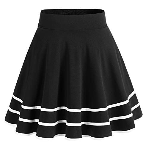 DRESSTELLS Falda Mujer Mini Corto Elástica Plisada Básica Multifuncional Black-White M DRESSTELLS Falda Mujer Mini Corto Elástica Plisada Básica Multifuncional Black-White M