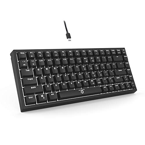 DREVO Gramr Teclado Mecánico Gaming Retroiluminación LED Blanca, Tamaño 75% Tipo TKL con 84 Teclas QWERTY Keyboard Interruptor Marrón, Negro