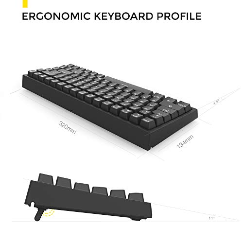 DREVO Gramr Teclado Mecánico Gaming Retroiluminación LED Blanca, Tamaño 75% Tipo TKL con 84 Teclas QWERTY Keyboard Interruptor Marrón, Negro