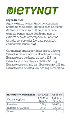 DRNAT GOLD. Jarabe DETOX. Diuretico y drenante. (Alcachofa, Cola de Caballo, Diente de León, Rábano Negro, Ortosifón y L-Carnitina) (500 ml)