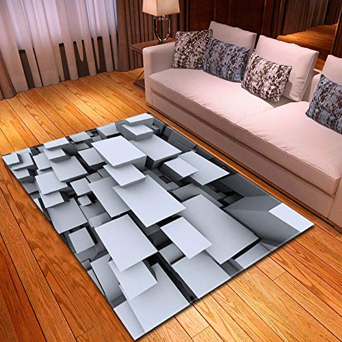 DRTWE Alfombra, 3D Cubo Terciopelo Alfombra De Suelo Fluffy Shaggy Rug Beisde Sofá Cama Casa Decoración para La Sala De Estar Oficina Hotel Meditación Niños Juegan Al Tapete,100 * 150Cm