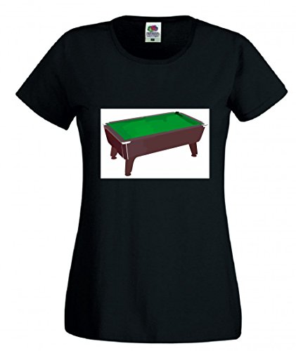 Druckerlebnis24 Camiseta de Piscina de Mesa, Billar, Juego, Verde, paño, Fieltro, Madera, competición, diversión, para Hombre, Mujer, niños, 104 – 5 XL Negro Mujer Gr.: X-Large